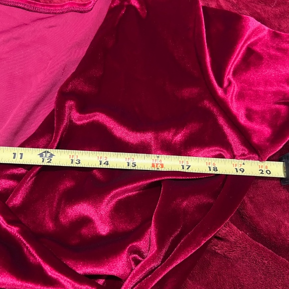 vintage red burgundy maxi dress velvet long sleeve deep v front slit wrap formal - Picture 7 of 10